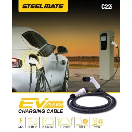 Nabíjecí kabel pro elektromobily, 1-fáze, 16A/250V, 3,6kW, Steelmate C22i