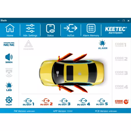 Autoalarm do auta s připojením na CAN BUS s dodatečnou autorizací, KEETEC BLADE CONTROL