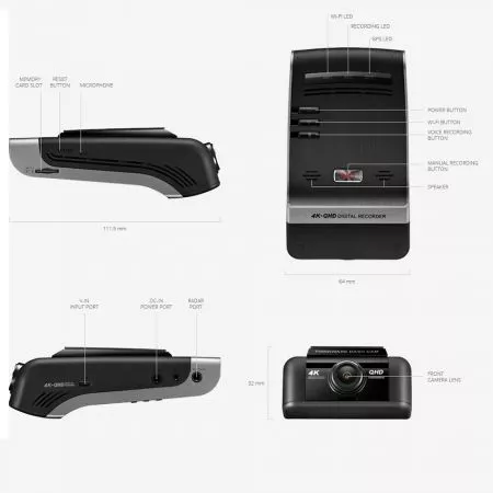 Kamera do auta, autokamera 2 kanálová 4K Ultra HD, 12V - 24V, Thinkware U1000 2CH