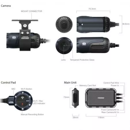 Kamera na motocykl nebo čtyřkolku, 2 kanálová Full HD, Thinkware M1 2CH