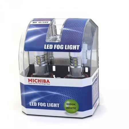 LED žárovka H11 12V - 24V, 12 + 3 LED, bílá, Michiba