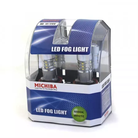LED žárovka H8 12V - 24V, 12 + 3 LED, bílá, Michiba