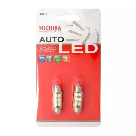 LED žárovka SUFIT 36mm, 12V, 6 LED, bílá, Michiba, HL 334