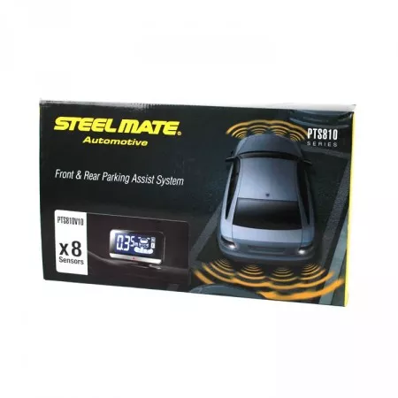 Parkovací senzory přední a zadní s LCD displejem, 16mm, STEELMATE PTS810V10 BTI, černé matné