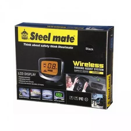 Parkovací senzory zadní bezdrátové s displejem, černá matná, 23mm, STEELMATE PTS400T METAL