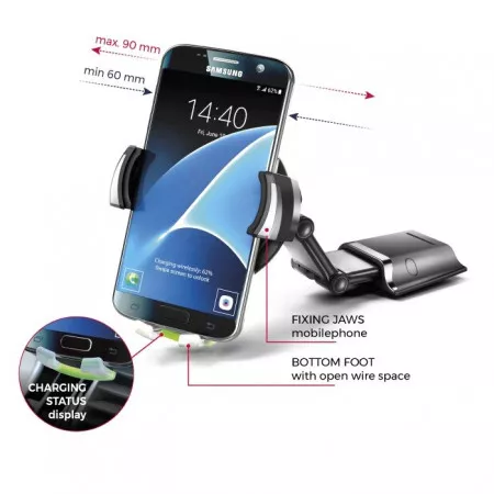 Univerzální držák telefonu do auta s bezdrátovým nabíjením, POWERKIT Qi