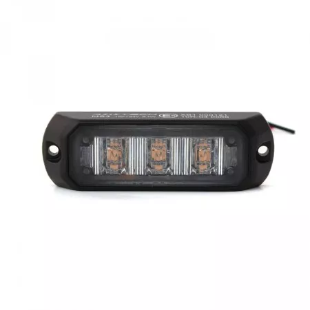 Výstražné LED světlo s homologací exteriérové 3 LED, 12V - 24V, oranžové, MS3-A