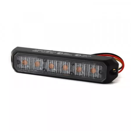 Výstražné LED světlo s homologací exteriérové 6 LED, 12V - 24V, oranžové, MS6C2-A