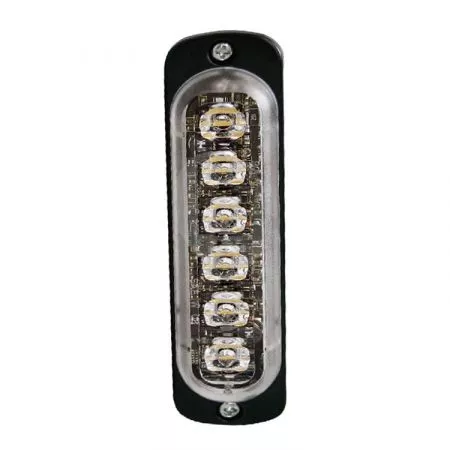 Výstražné LED světlo vertikální s homologací exteriérové 6 LED, 12V - 24V, oranžové, ST6V-A